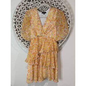 1. State yellow and orange floral ruffle dress size xsmall